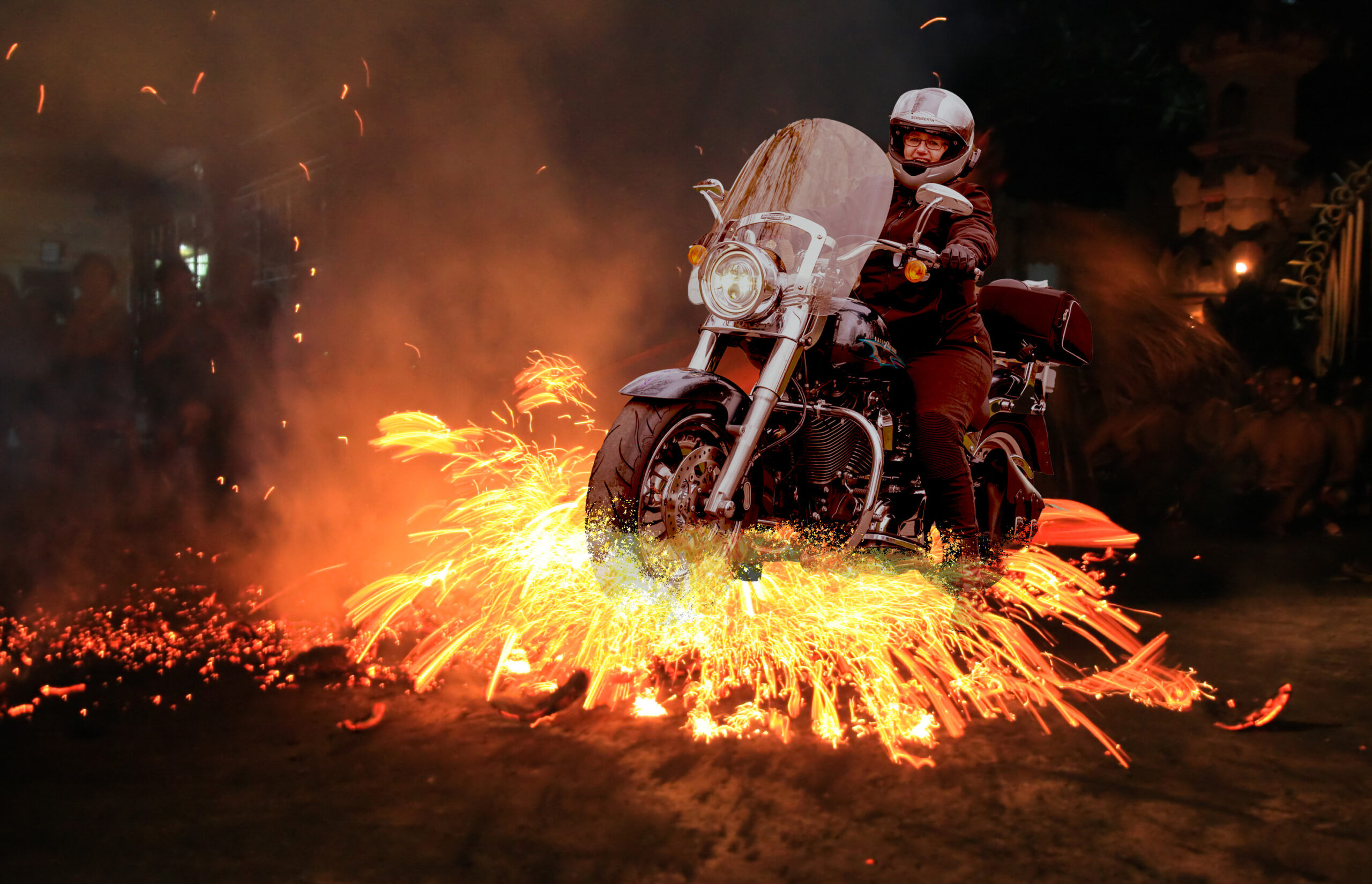 Harley on fire