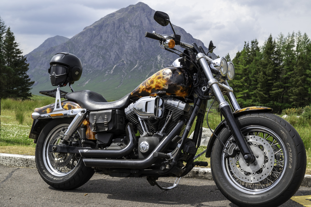 Ian's Bike in front of the Buachaille